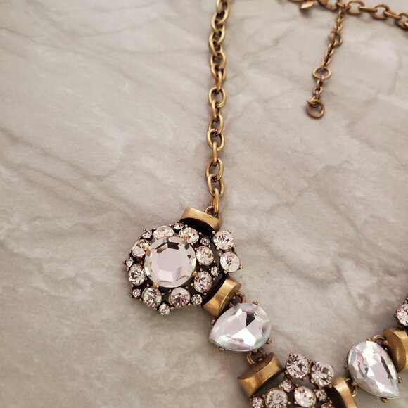 💖 J.Crew Classic Rhinestones Crystal Cluster Antique Statement Necklace 💖 - Picture 8 of 14